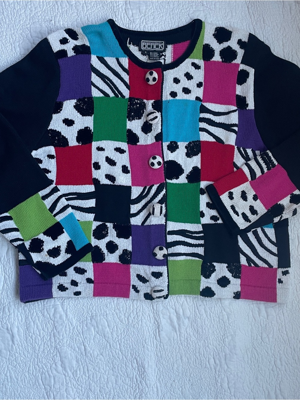berek Multi-Color Patchwork Animal Print Cardigan